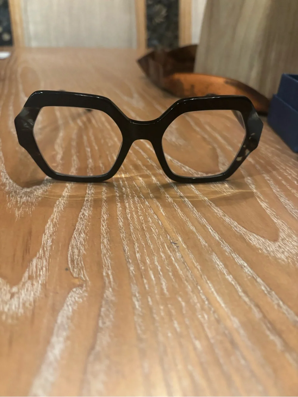 Yesglasses Burka Women's Hexagonal Tortoiseshell Black/Teal 2.0 Reading glasses